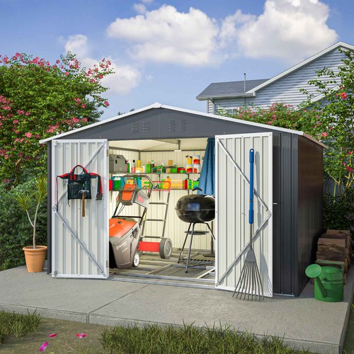 Garden shed 10x8ft metal apex - shed,
